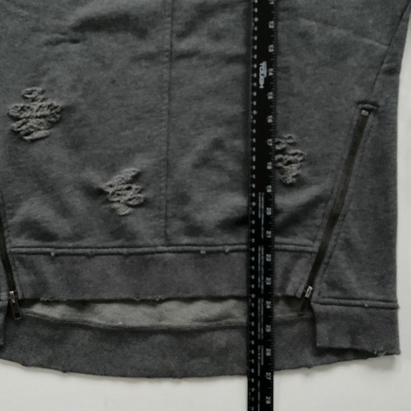 Joe's Collection Women Distressed Sweatshirt Sz S Gray Side Zip Grunge Rebel Y2K - Picture 4 of 10